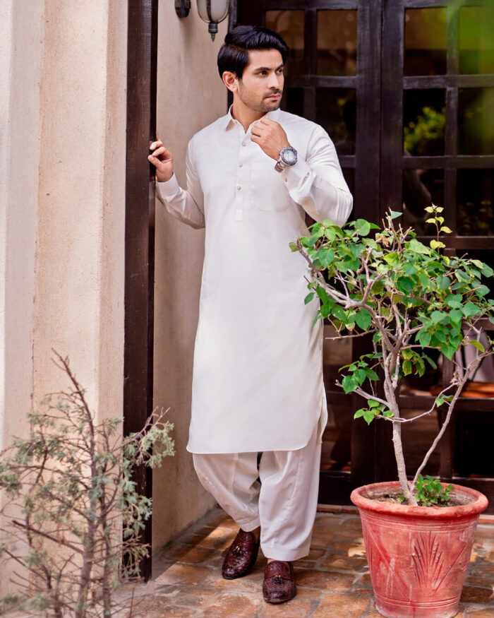 Off-White Shirt Collar Shalwar Kameez Prime Grade Collection Featured Image